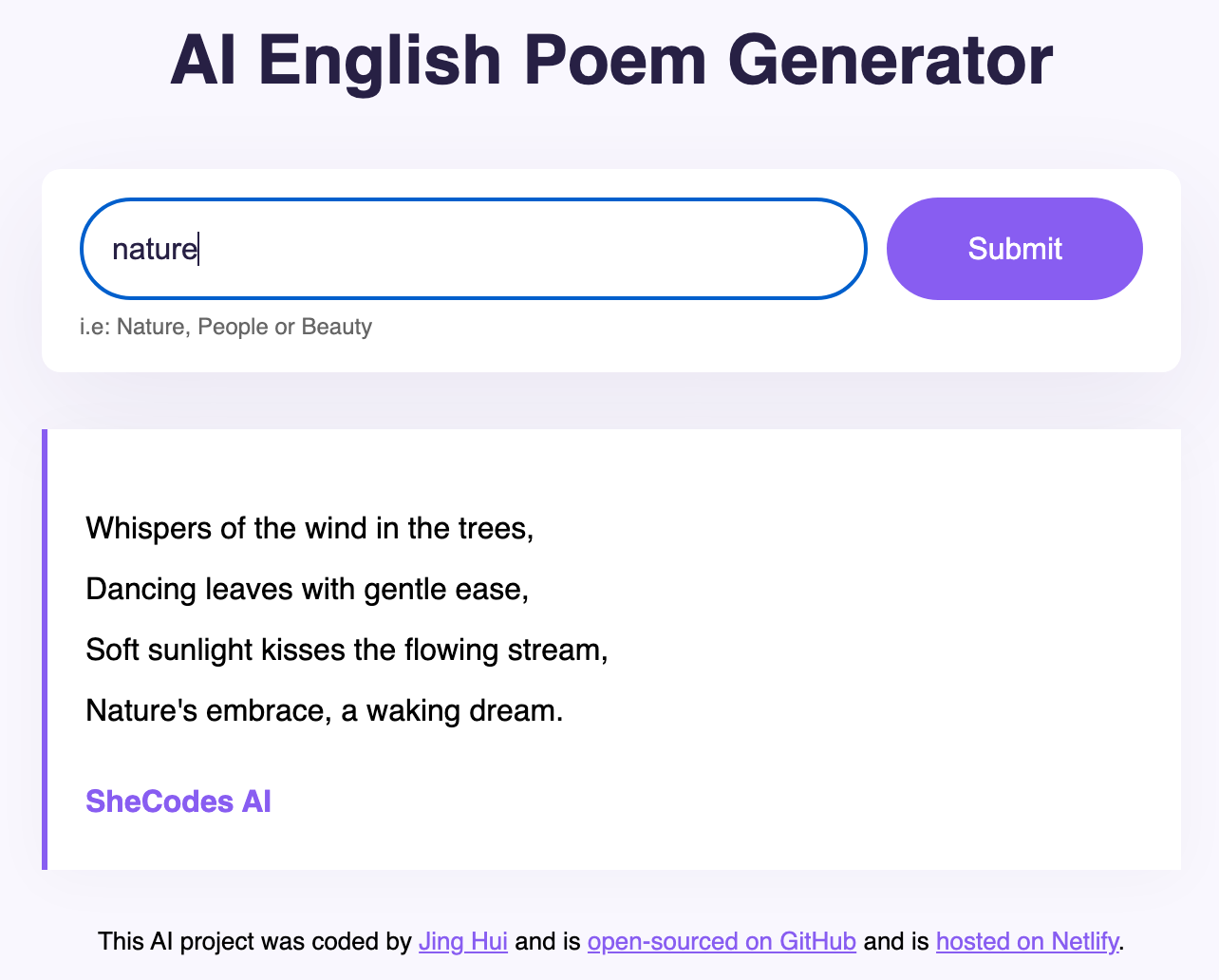 AI Poem Generator Preview